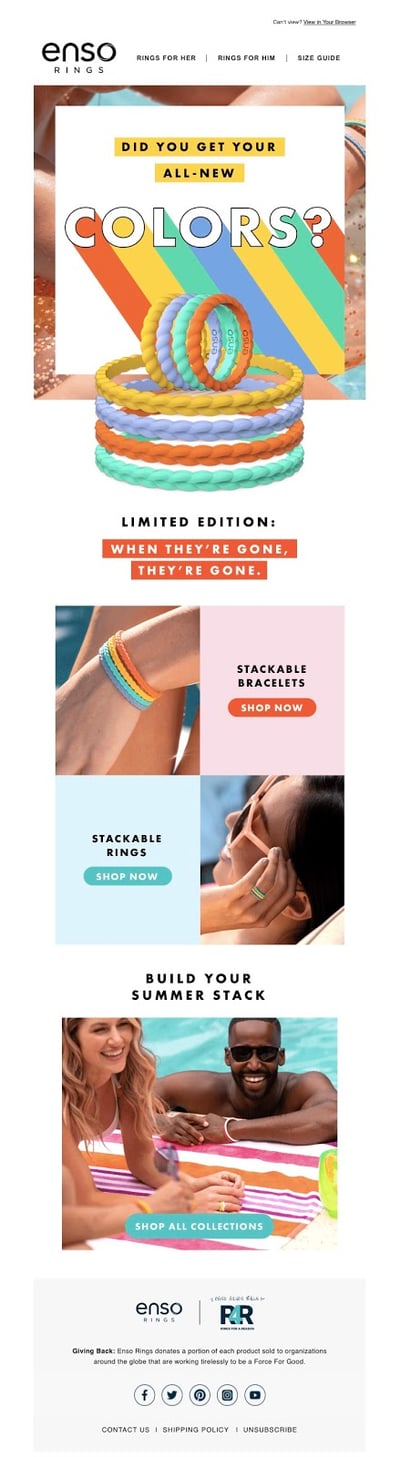 Enso Rings Email Marketing Example Shopify
